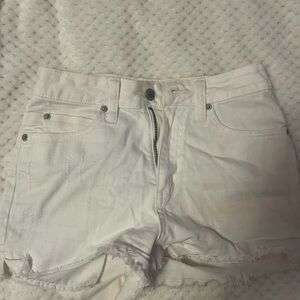Just USA White Jean Shorts with Distressed Raw Hem